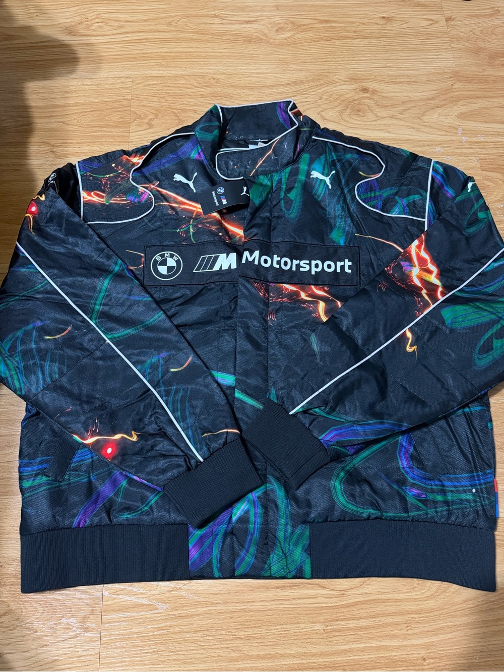 NWT Puma BMW M Motorsport Black Multicolor Graphic Track Jacket